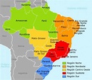 Brazil map regions - Brazil regions map (South America - Americas)