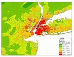NYC densidade populacional do mapa a Cidade de Nova York população ...