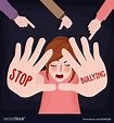 Stop bullying child abuse girl sad victim scared Vector Image