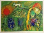 1968 Chagall The lovers of Vence Art Print - Original Vintage Poster