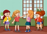 School bullying with student cartoon characters 12066826 Vector Art at ...