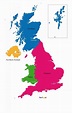 Mapa regionów Zjednoczonego Królestwa (UK): mapa polityczna i państwowa ...