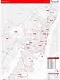 Hudson County, NJ Zip Code Wall Map Red Line Style by MarketMAPS