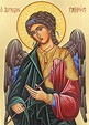 Icona Arcangelo Gabriele dipinta a mano su legno con fondo oro cm 19x26 ...