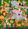 Vector Illustration Cartoon Wild Animals Collection Set — Stock Vector ...