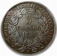 France Coin, 1850 A, Paris, 5 Francs Silver, Ceres, Grade Vf,