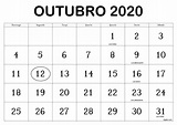 CALENDÁRIO OUTUBRO 2020 COM FERIADOS E FASES DA LUA – Digitei