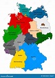 Colorido Mapa Detallado De Alemania Con Estados Federales Individuales ...