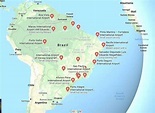 Map of Brazil airports: airports location and international airports of ...