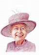 Queen Elizabeth II, watercolor illustration portrait. This is a ...