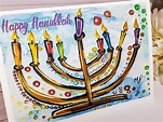 Hand Painted Happy Hanukkah Menorah Card | Boxed Set of 6 | Chanukkah ...