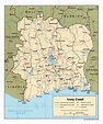 Gran escala político y administrativo mapa de Costa de Marfil con ...