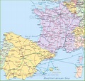 Mapa de España y Francia