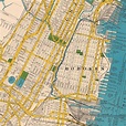 Jersey City Map Hoboken New Jersey Vintage Print Large Map | Etsy