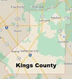 Kings County on the map of California 2024. Cities, roads, borders and ...
