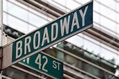 Street Sign On The Corner Of Broadway And 42nd Street In Manhattan ...