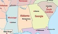 Mapa do Alabama - EUA Destinos