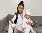 Nicki Minaj Holds Her Baby Boy Wearing Fendi Brown Logo Side-Stripe ...