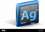 Elemento químico de plata. Símbolo químico con número atómico y masa ...
