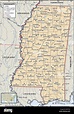 Mapa político de Mississippi Fotografía de stock - Alamy