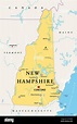 New Hampshire, NH, mapa político, con capital Concord. Estado en la ...