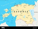 Estonia Political Map with capital Tallinn, national borders, important ...