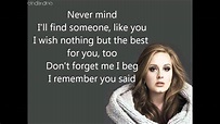 Someone Like You - Adele Lyrics (HD) - YouTube