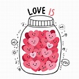 Dibujos animados lindo día de san valentín doodle muchos corazones ...