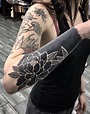 blackout tattoo with flowers - onelinearttutorialstepbystep