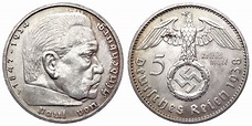 5 Reichsmark Hindenburg Deutsches Reich 1938 F | muenzenladen.de