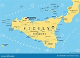 Sicily, Autonomous Region of Italy, Political Map Stock Vector ...