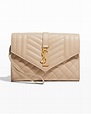 Saint Laurent YSL Monogram Quilted Envelope Clutch Bag | Neiman Marcus