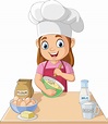 niña de dibujos animados cocinando haciendo un pastel 7153051 Vector en ...