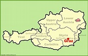 Graz, autriche) carte - carte de graz, autriche (Europe de l'Ouest ...