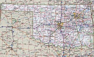 Large detailed roads and highways map of Oklahoma state with national ...