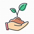 Premium Vector | The hand holds a handful of earth with a sprout and ...