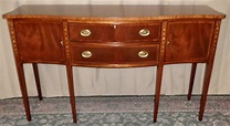 ETHAN ALLEN FLAME MAHOGANY SIDEBOARD Inlaid Bellflowers Buffet Server ...