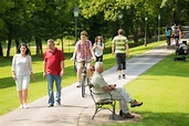 People Walking In Park Stock Photo - Download Image Now - Public Park ...