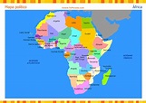 Mapa de África con división política, tarjetas de Mapas