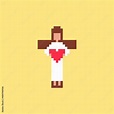 Vetor de Jesus Christ in pixel art. Vector illustration. sacred heart ...