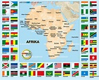 Karte von Flaggen Afrika (Themenkarte in 54 Länder) | Welt-Atlas.de