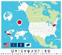 Localização Da Pensilvânia No Mapa Dos EUA Com Sinalizadores E ícones ...