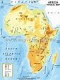 Physical map of Africa (Atlas Mountains, Great Rift Valley, Sahara ...