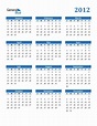 2012 Calendar (PDF, Word, Excel)