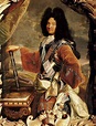 a painting of a man with long black hair and an orange outfit holding a cane