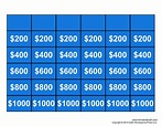 Free Jeopardy Template – Make Your Own Jeopardy Game – Tim's Printables