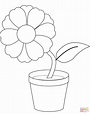 Dibujo De Maceta Con Flores Para Imprimir Y Colorear