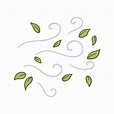 Viento con hojas fenómeno meteorológico flujo de aire planta doodle ...