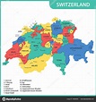 Detailed Map Switzerland Regions States Cities Capitals Stock Vector ...