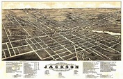 1881 Panoramic Map of Jackson Michigan - Etsy | Panoramic map, Vintage ...